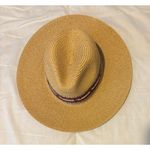 NWT Natural Braided Trim Panama Hat, Maroon/Navy Stripe, Sz. 23.5 Circumference Tan Photo 3