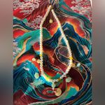 Elegant Handmade Pearl and Yellow and Greene Gemstone Necklace Photo 3