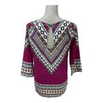 Pink Owl  Geometric Tribal Blouse
Multicolor 3/4 Sleeve Scoop Neck Top size M Photo 2
