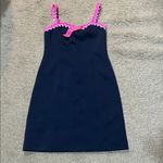 Lilly Pulitzer NWT  SHELLBEE True Navy Blue Pink Ric Rac Scuba Lined Sz S Photo 4