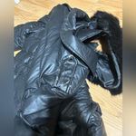 Vince Camuto Women's Lg.  black Belted Puffer Coat with removable fur collar Photo 8