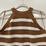 Old Navy  Tan White Knit Halter Top Stripe Sweater Tank Size L Petite Photo 2
