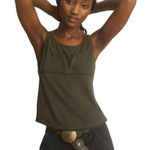 Pilcro NWT  Layered Raw Edges Tank Spaghetti Strap Olive Green Size Small Boho Photo 0
