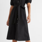 NWT Babydoll Milkmaid Puff Sleeve Shirt Dress Medium Black Whimsigoth Cottage Photo 0