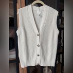 H&M  sweater vest ribbed knit cream metal buttons gold sleeveless top Photo 1