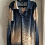 ZARA Blue and Cream Pleated Shirt Photo 0