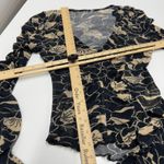 Free People  Top Womens X Small Black‎ Tan Through the Meadow Mesh Blouse Photo 9