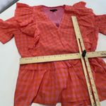 J.Crew Shirt Womens XS Pink Orange Gingham Wrap Ruffle Tie Waist Peplum AW940 Photo 9