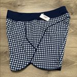 Lands' End Land’s End X Draper James Blue 5” White Gingham Unlined Swim Shorts Size 12 Photo 1
