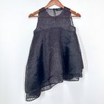 ILMNE Black Silk Asymmetrical Stunning Formal Sleeveless Top Striped Women's XS Photo 1