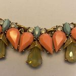 J.Crew Coral, Green and Light Blue with Gold Statement Necklace Photo 4