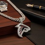 NFL Atlanta Falcons 20 Inch Necklace Pendant Cuban Chain Link Football Jewelry Photo 1