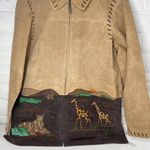VTG Leather Tan Safari Elephant Animal Boho Jacket Coat Nature quaker factory M Size M Photo 1