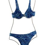 Womens Electric Blue Animal Print Bikini Cheeky Bottom Size Small Photo 7