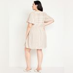 Old Navy Jacquard Mini Swing Dress Beige Geo Pattern Photo 1