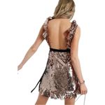 Free People  Siren Sequin‎ Dress Tribeca Gold Flirty Mini Boho Chic Size 4 Photo 1