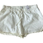 J CREW Cream Linen Blend Pom Fringe Shorts Size M NEW Size M Photo 0