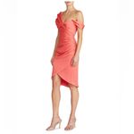 Theia Daniela Asymmetric Draped Satin Dress Orange Size 4 Photo 5