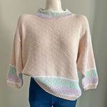 Vintage 80’s 90’s peach floral fairisle mock neck pullover sweater Pink Size M Photo 1