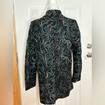 J Jill Women's Open Front Cardigan Sweater Abstract Swirls Wool Blend Size M Black Size M Photo 4