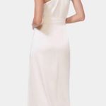 Halston Heritage $495  Cream Satin Draped High Slit Maxi Dress Sz 10 Wedding Prom Photo 1