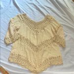 Elegant Cream Lace Trim Women's beach top hippie boho shirt White Photo 1