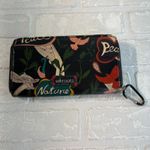 Sakroots Wallet Zip Around Artist Circle Peace Bird Floral Embroidered Black Photo 1