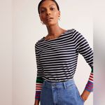 Boden Ella Long sleeve tee top sweater boatneck striped Bretonfrench navy cotton Blue Photo 2