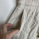 Allie Rose Women Linen Blend Romper Sz L Stripe Sleeveless Side Pockets Beige Green Size L Photo 4