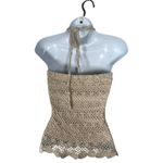 J.J. Basics Vintage y2k Lace Sequin Crochet Babydoll Halter Blouse Size Medium Photo 1