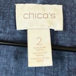 Chico's Jacket Womens 2 US L Blue Broderie Embellished 3/4 Sleeve Open Front Art Photo 5