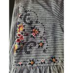 Polagram  floral embroidered 100% cotton striped midi dress sz S cottage boho whi Photo 6