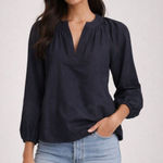 Ann Mashburn  Wool Peasant Blouse Navy X-Small Photo 0