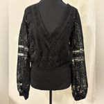 Blue Blush Black Crochet Lace Blouse Bodysuit Size Small Photo 1