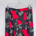 Vintage 80s Austin Hill Midi Skirt Womens 10 Black Polka Dot Rose Print Rayon Photo 3