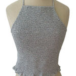 American Eagle Size Small Blue Floral Halter Crop Top Stretchy Photo 0