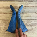 J.Crew Blue Suede Flats Size 8 Rounded Toe Shoes Fun Vibrant Slip-On Photo 2