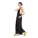 NWT Choosy Talkhouse Chiffon Wide Leg Plunging Lower Back Jumpsuit in Black Photo 2