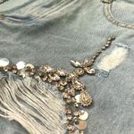 Blue Buttercup  Blue B Trendy Rhinestone Gemstone Embellished Denim Shorts Photo 2