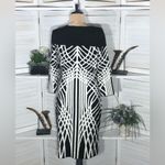 Taylor black white abstract pattern sexy bodycon 3/4 sleeves sweater dress Sz M Size M Photo 2