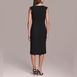 Donna Karan Women’s Asymmetric Neckline Pleat-Waist Sheath Dress Black Sz 2 NWT Photo 4
