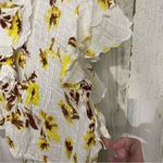 Free People  Naya Ruffle Floral Blouse Ivory Short Sleeve Top size S Boho Cottage Photo 10