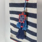 Vera Bradley Navy and White Striped Beach Tote with Tassels GUC Photo 1