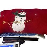 Vintage Crystal Kobe Snowman Patch Red Christmas Cardigan Size L Ugly Sweater Size M Photo 9