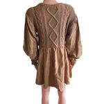 Lalavon Size S Brown Puff Sleeve Cable Knit Sweater Dress Preppy Photo 6