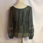 Anthropologie shimmery grey layered dressy top Photo 3