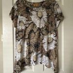 NWT Women's Rudy Rd. Short Sleeve T Shirt Top Brown / White Floral Sz L Large Photo 0