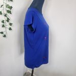 Vintage Rose Blue Top with Embroidered Martini Glass Design Red Size L Photo 3