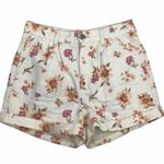 American Eagle  Sz 2 Mom Short Floral Print High Rise Denim Cuffed Shorts Women's Photo 0