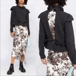 Ganni Phantom Gray Ruffle Open Back Wool Sweater XS NWT Photo 1